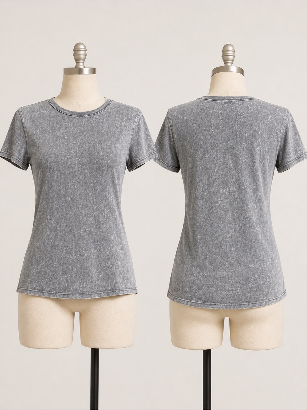 Zara Mineral-Wash Short Sleeve Crewneck Tee in Gray